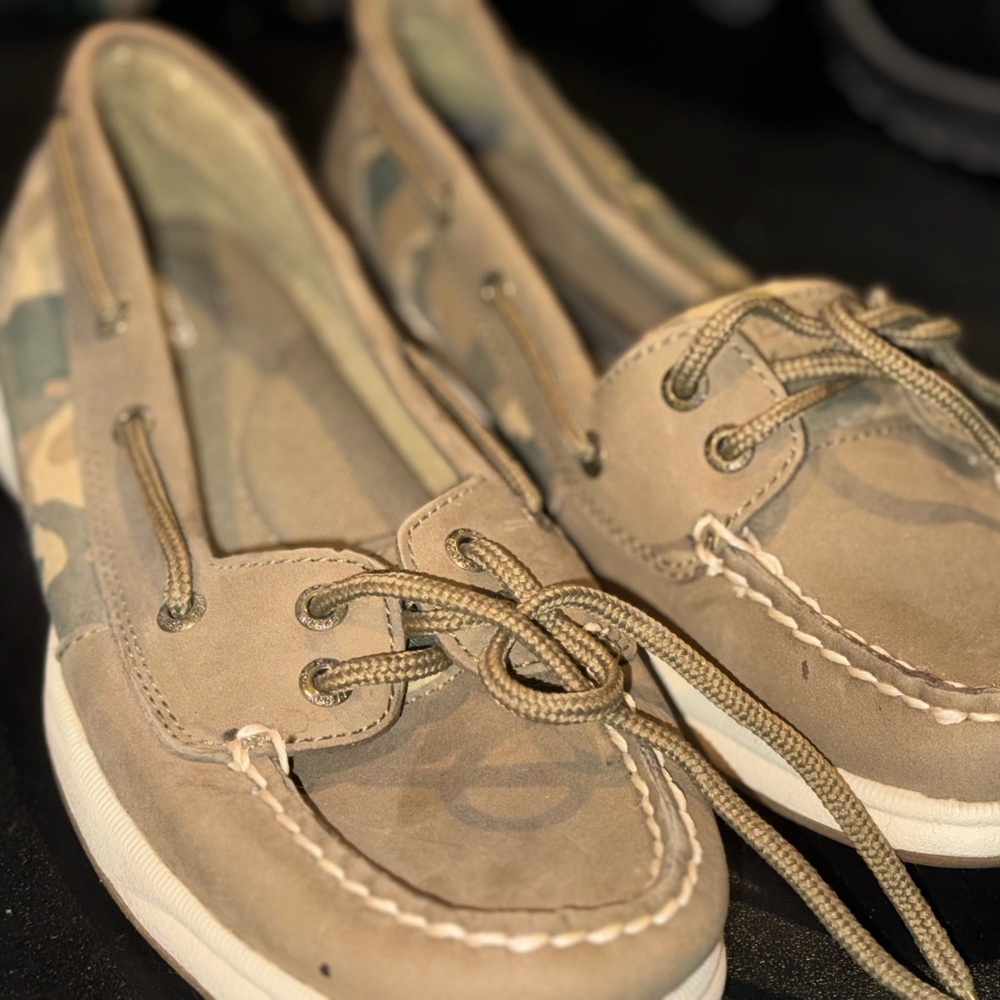 Sperry Camouflage Olive Green Angelfish Loafers
